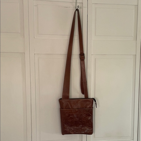 Patricia Nash Brown Floral Embossed Crossbody Bag Chocolate Brown - Picture 4 of 13